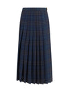 pleated check wool-blend skirt