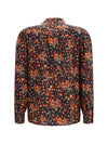 silk flora print shirt with neck bow