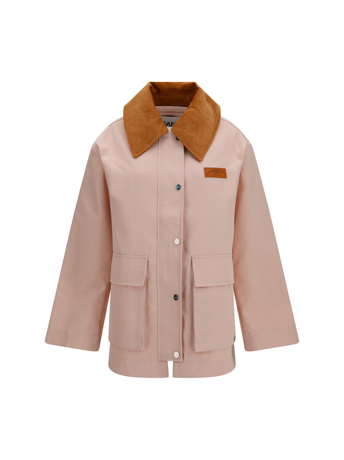 GANNI S-M twill jacket with suede details