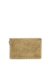 medium rockstud clutch in suede
