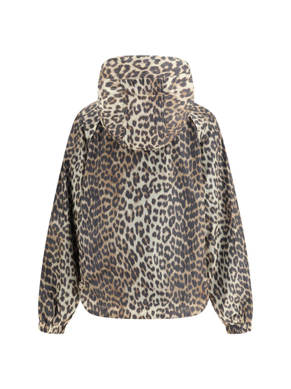 GANNI L-XL leopard raincoat jacket