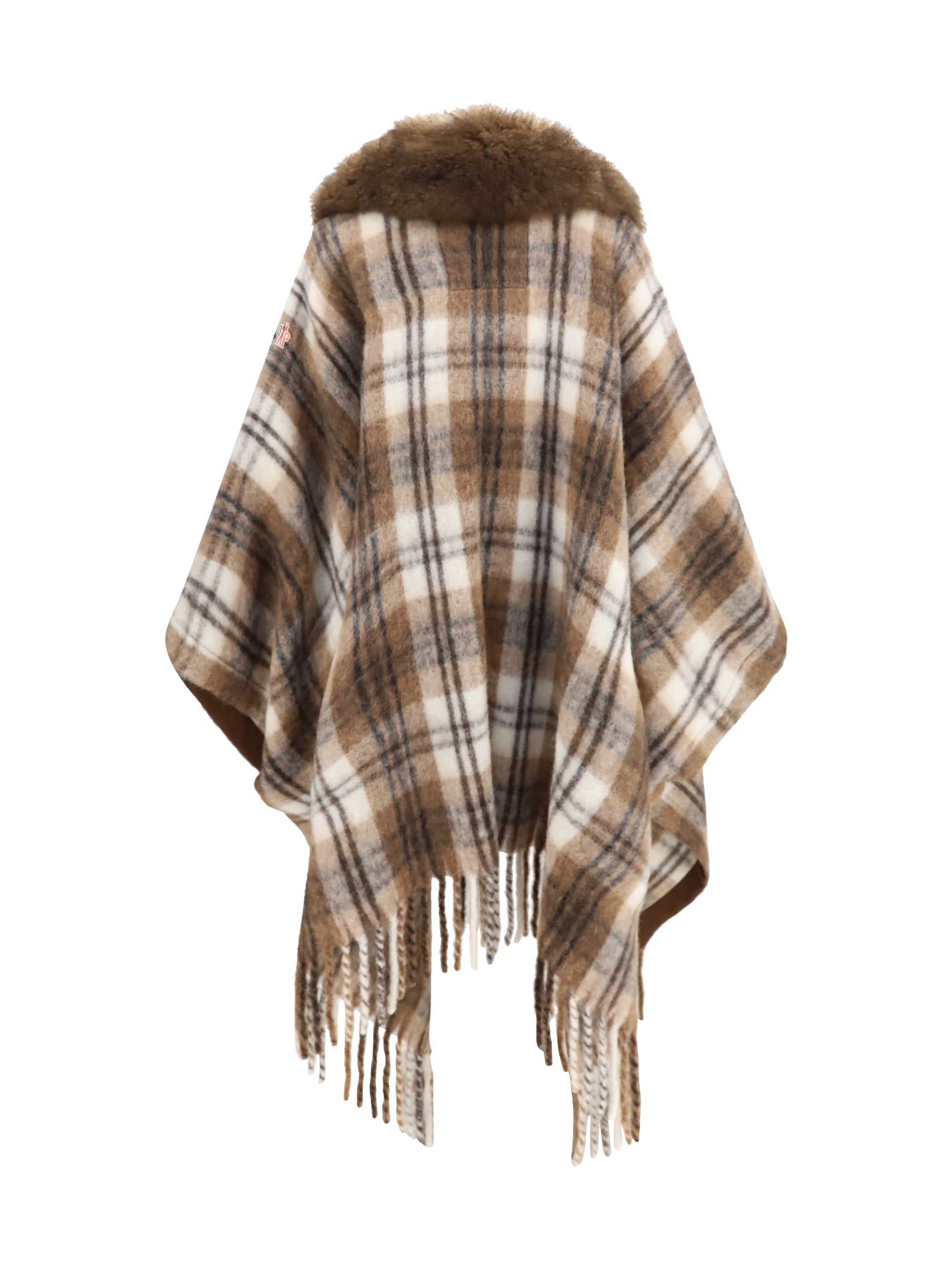 wool-blend cape with shearling collar