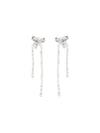 crystal bow and pearl drop earrings