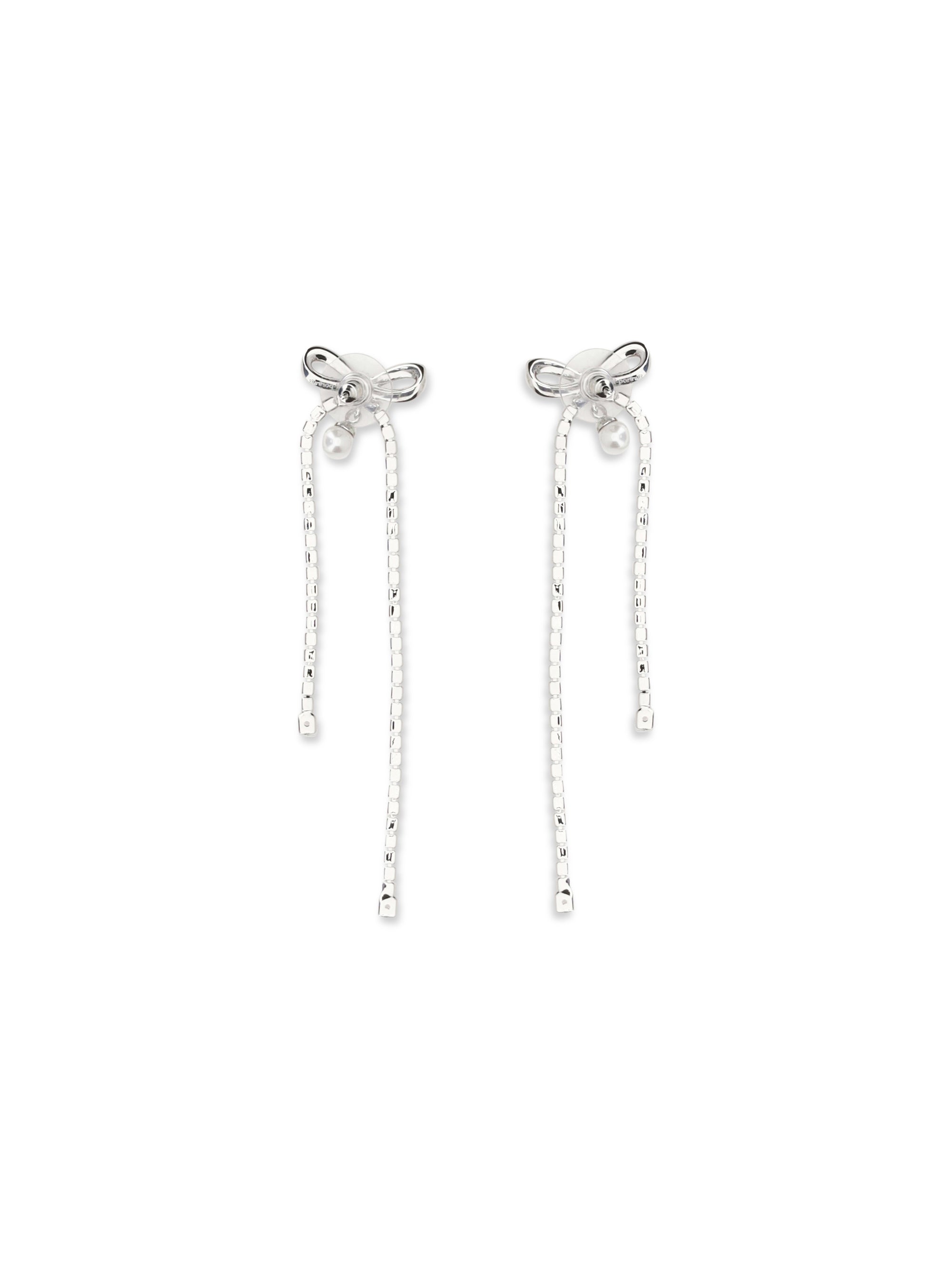 crystal bow and pearl drop earrings