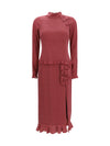 silk polka-dot midi dress with appliqué bows