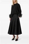 solid crepe couture wool and silk skirt