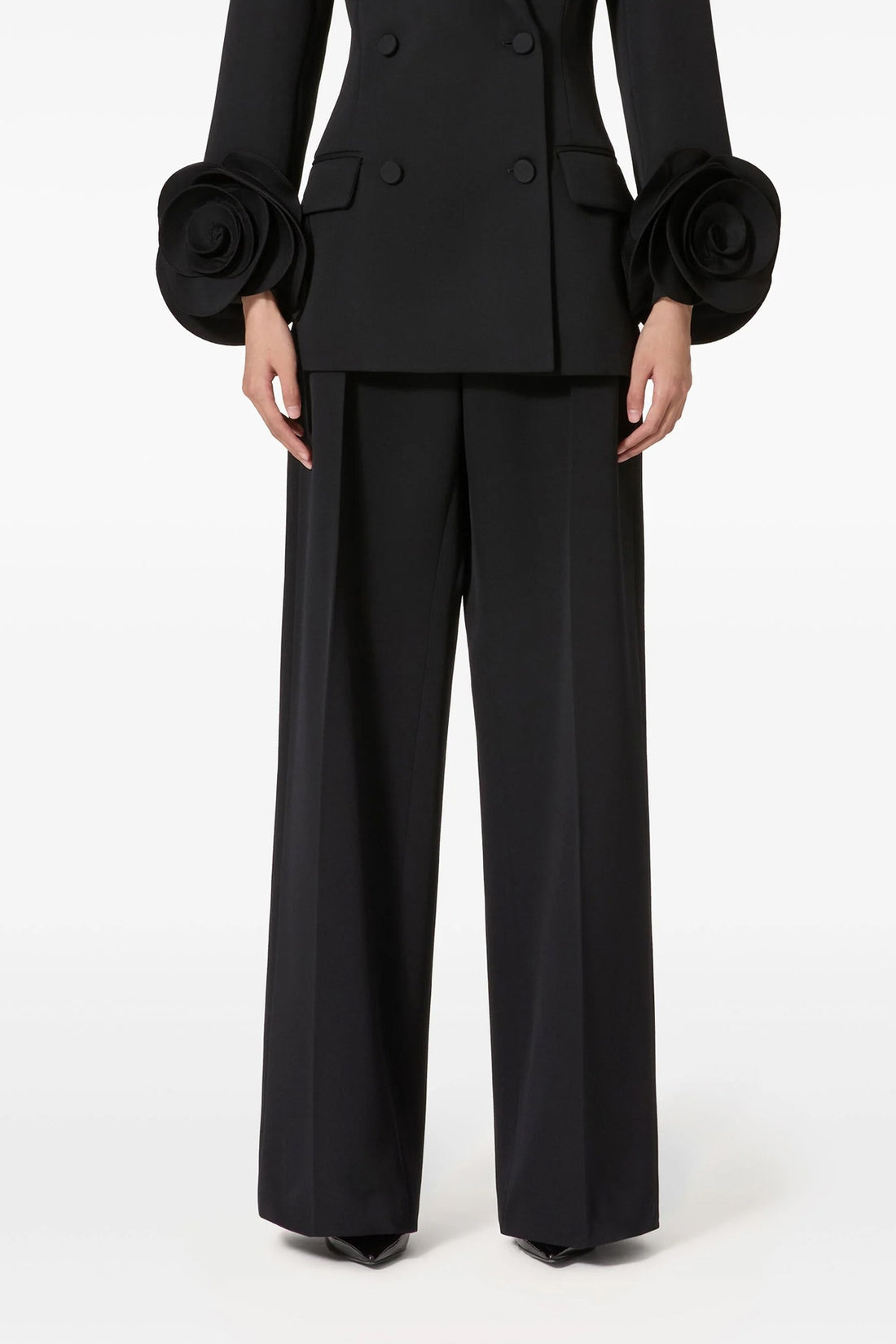 VALENTINO GARAVANI 40 solid grisaille wool trousers