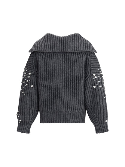 PINKO M rhinestones wool cardigan