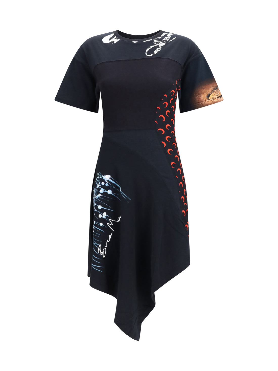MARINE SERRE M asymmetric recycled jersey dress
