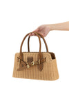 aventure braided wicker and smooth leather handbag