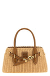 aventure braided wicker and smooth leather handbag