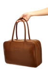 leather top box handbag