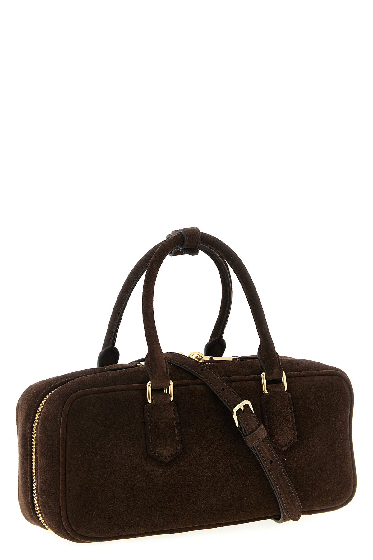 large arcadie lightly padded suede handbag