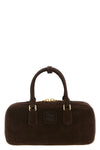 large arcadie lightly padded suede handbag