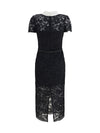 lace contrast collar midi dress