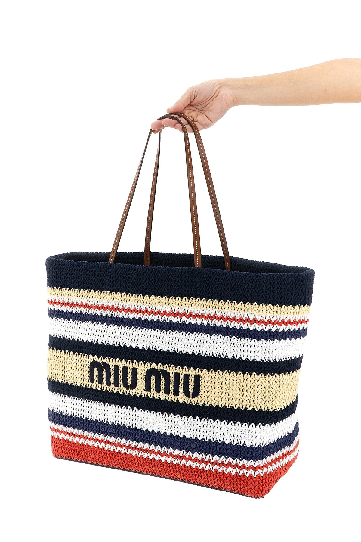 large shopping bag in raffia-effect yarn