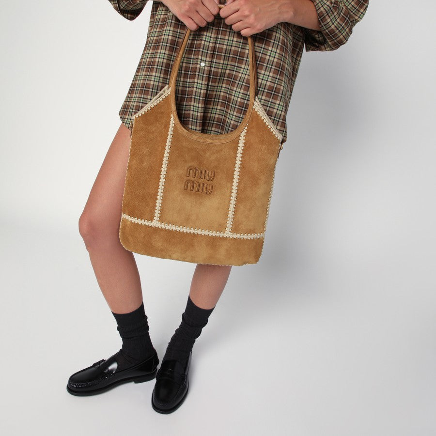 Ivy Crochet Suede Leather Shoulder Bag