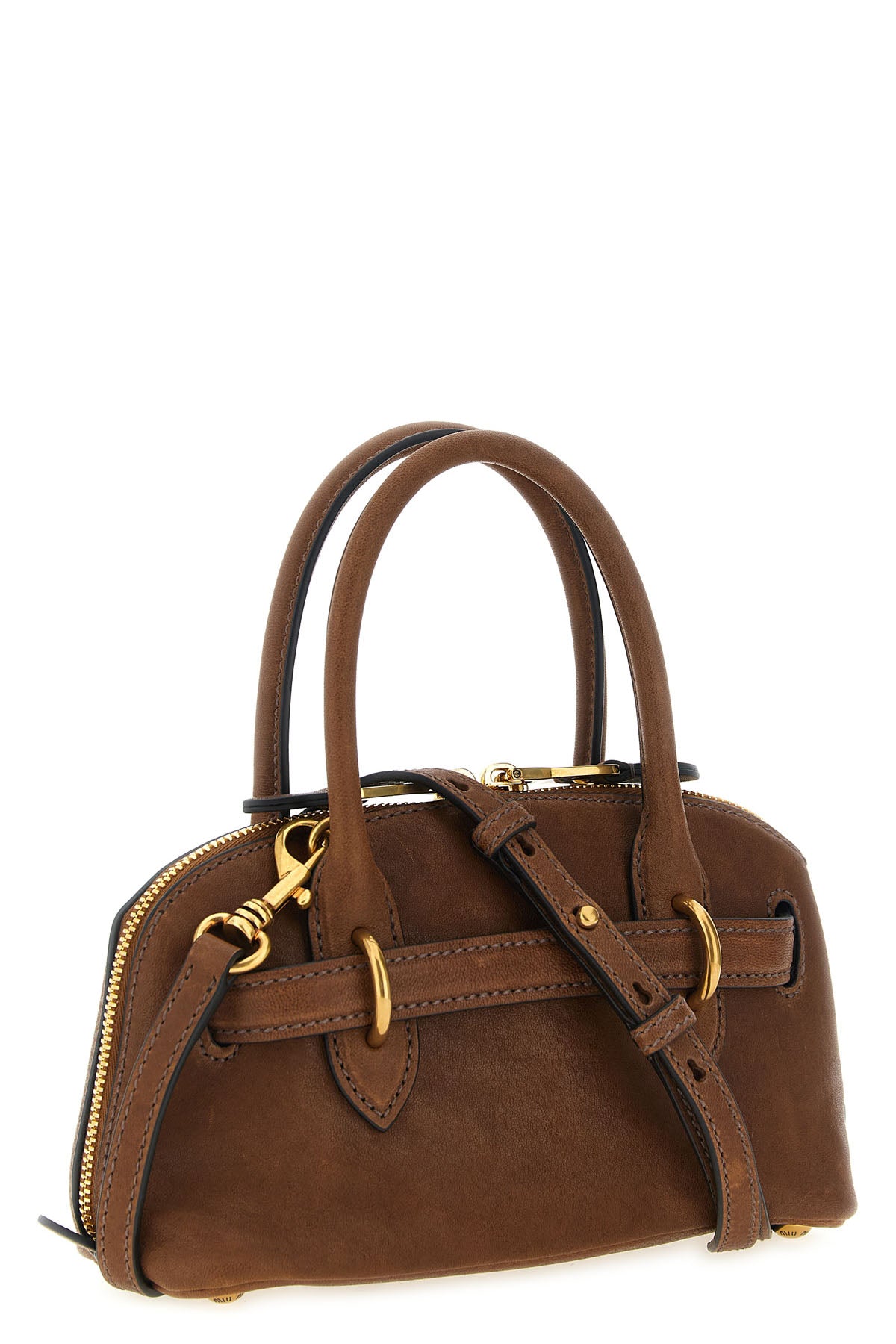 the miu miu aventure mini handbag in oak nappa leather embodies a structured a