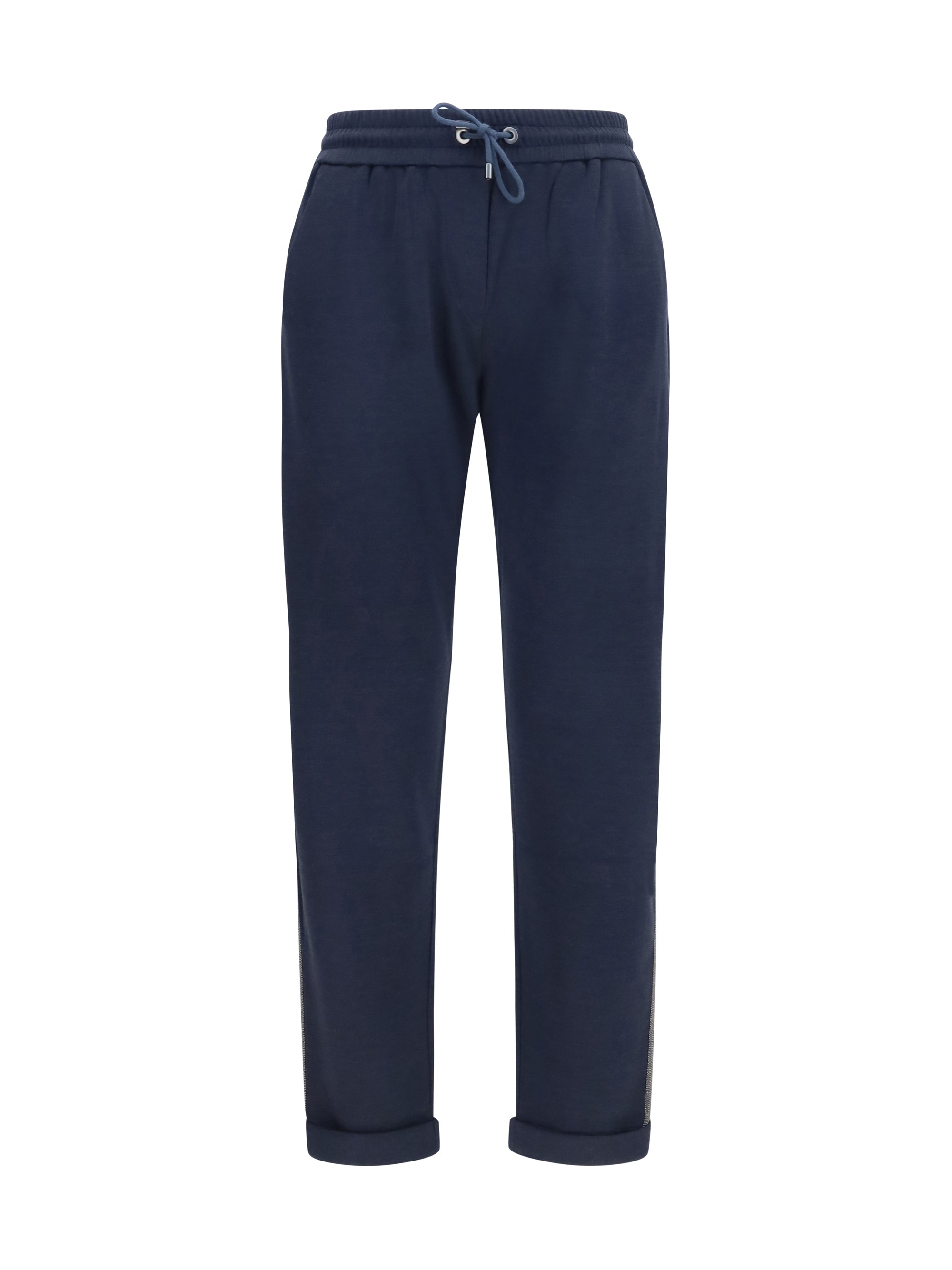 drawstring pants in cotton and silk blend