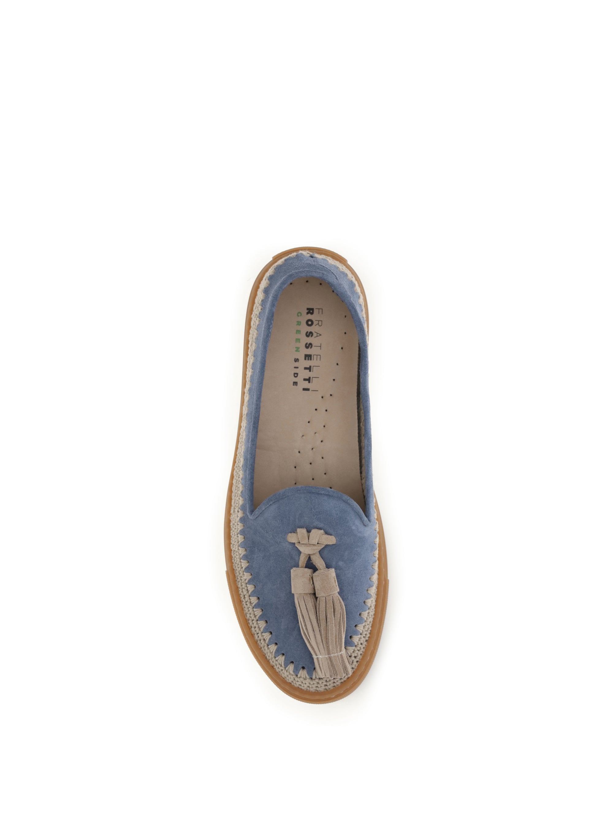 suede loafers with crochet detail