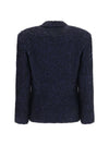 metallic-fiber viscose single-breasted blazer