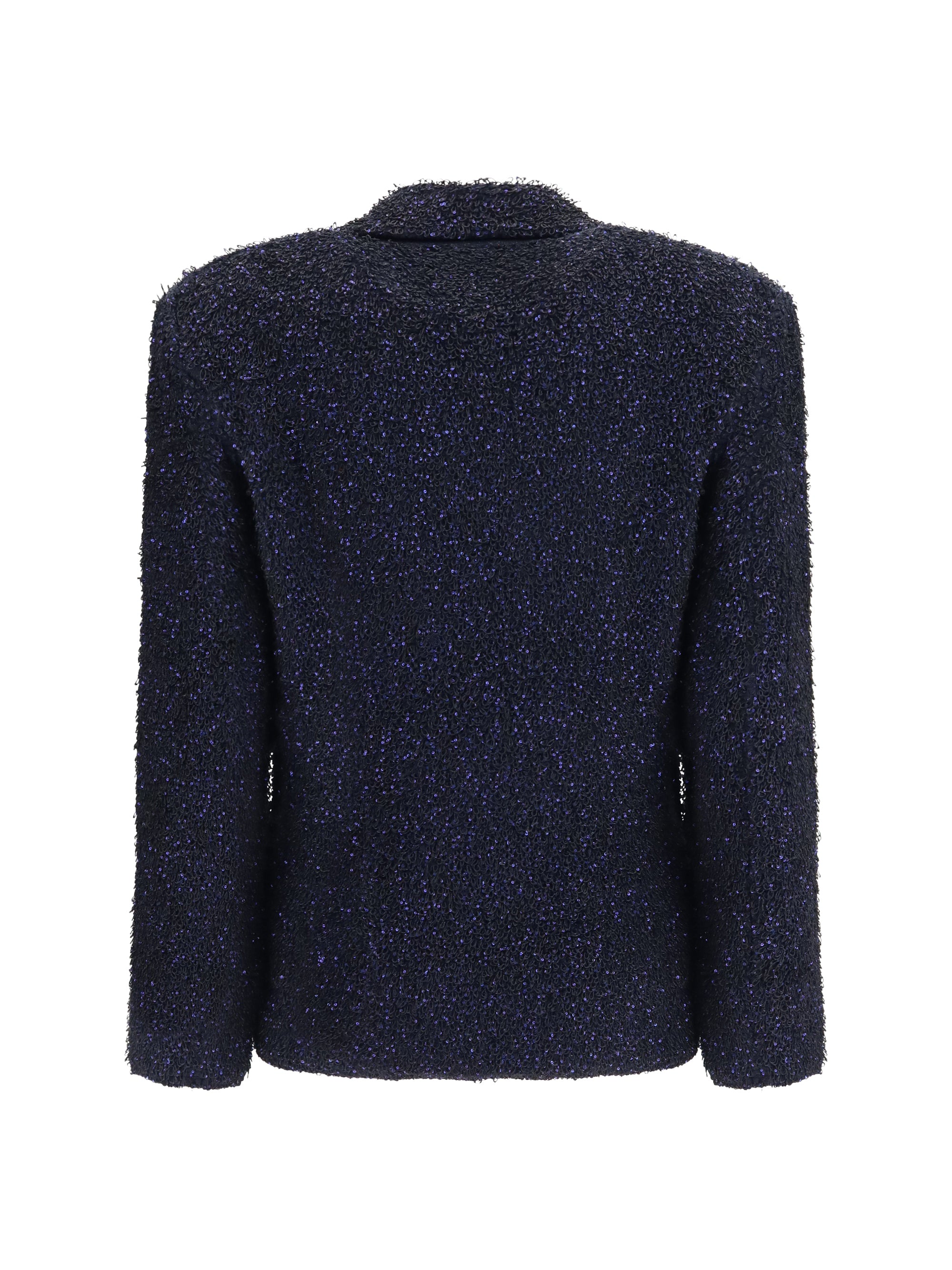 metallic-fiber viscose single-breasted blazer