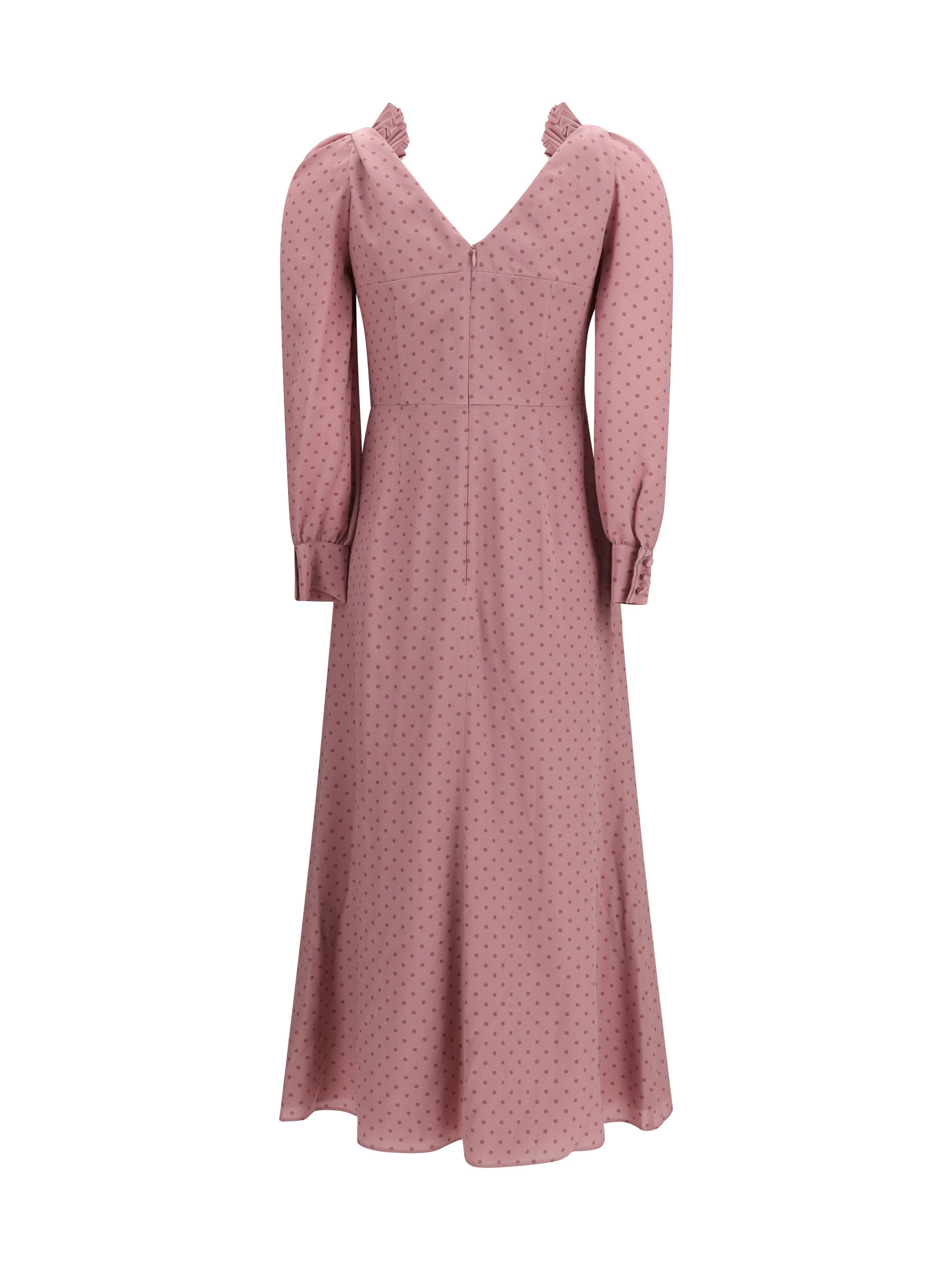 polka dot midi dress with ruffles