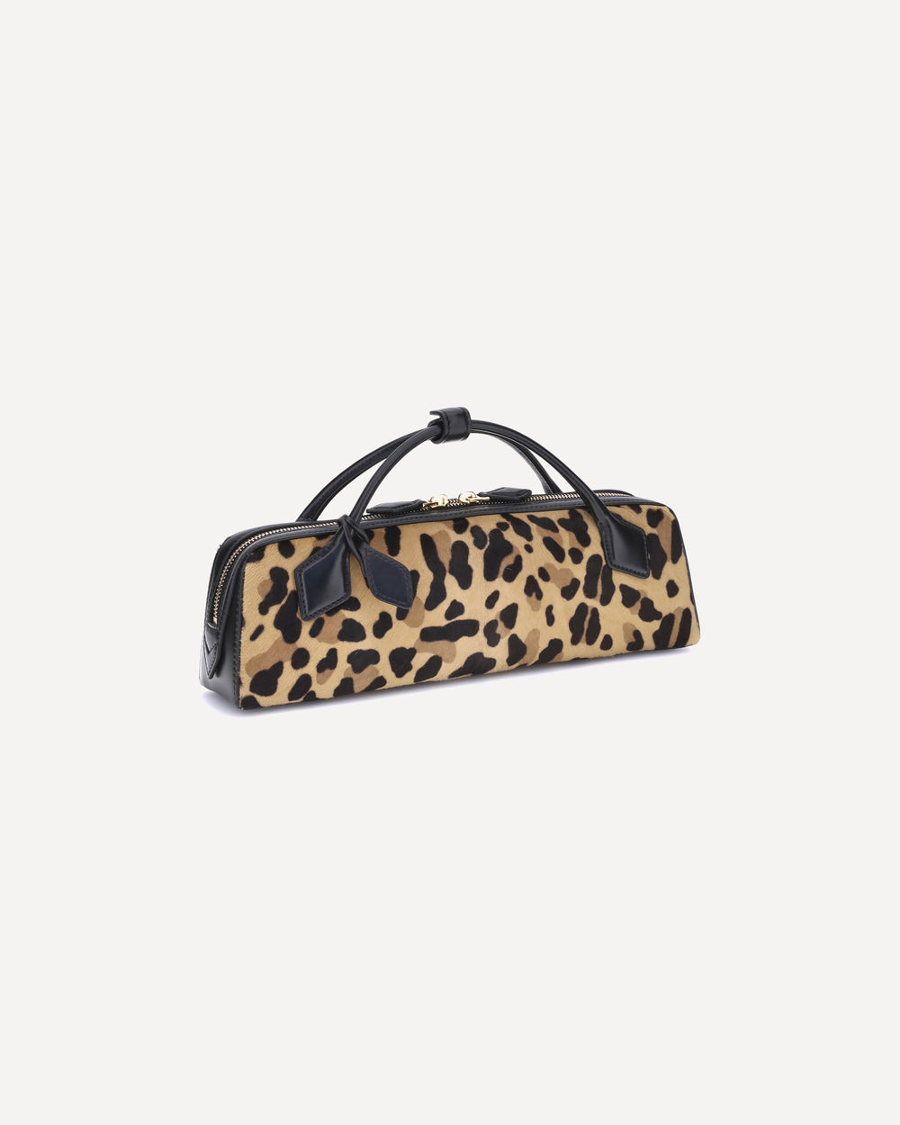 teckel leopard-print calf hair handbag
