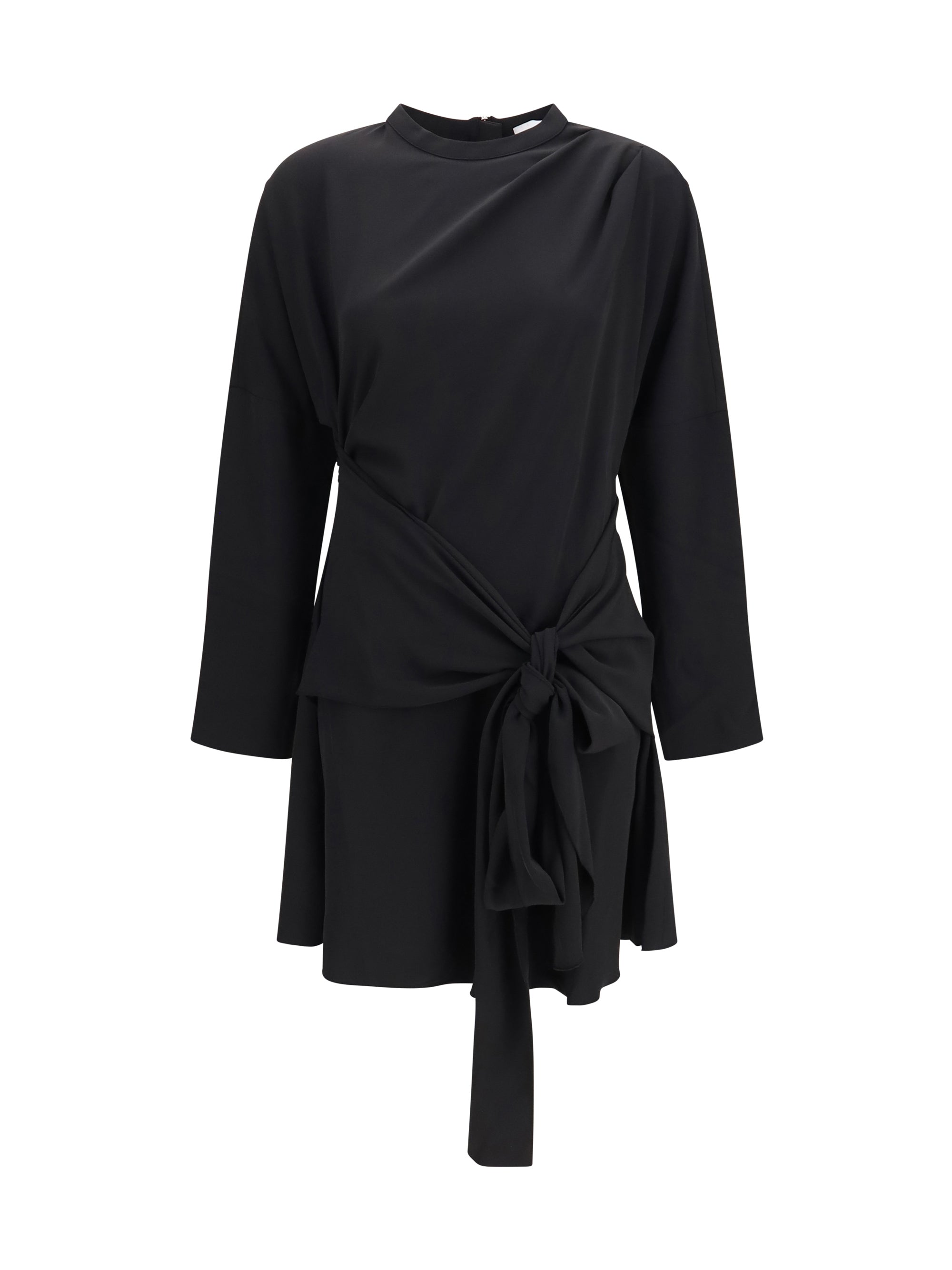 draped-knot crepe mini dress