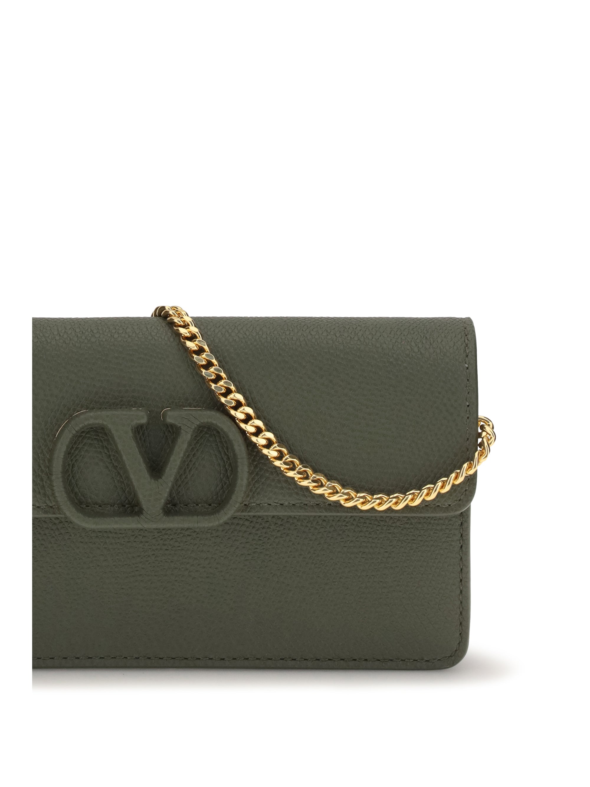 vlogo signature grainy calfskin chain wallet