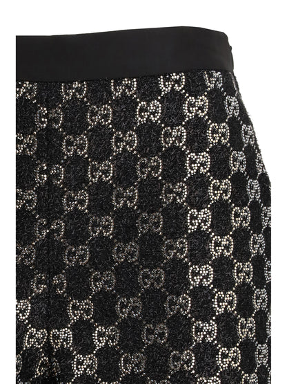 GUCCI 40 tweed wool lamé embroidered shorts
