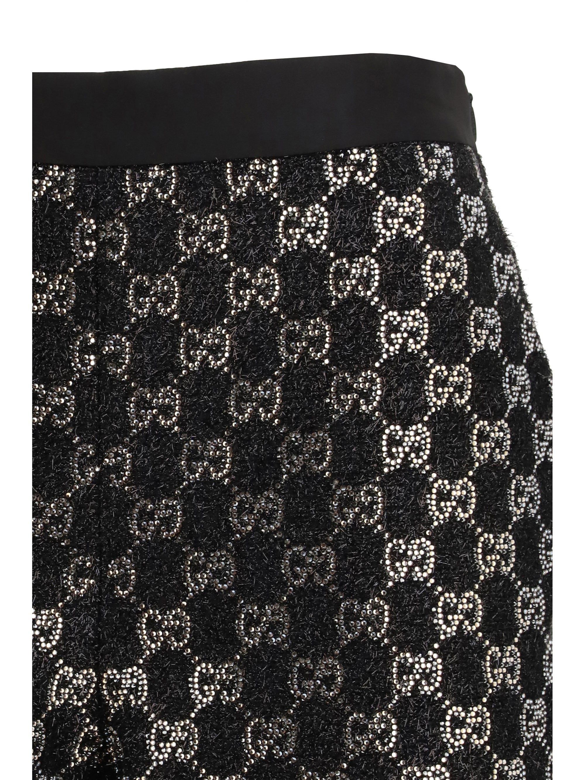 tweed wool lamé embroidered shorts