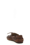 vintage-effect leather boat shoe
