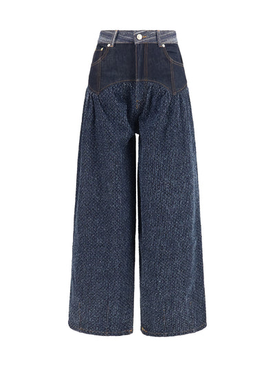 embroidered corset balloon jeans