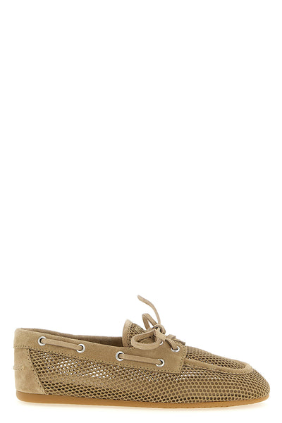 mesh and suede boat shoe