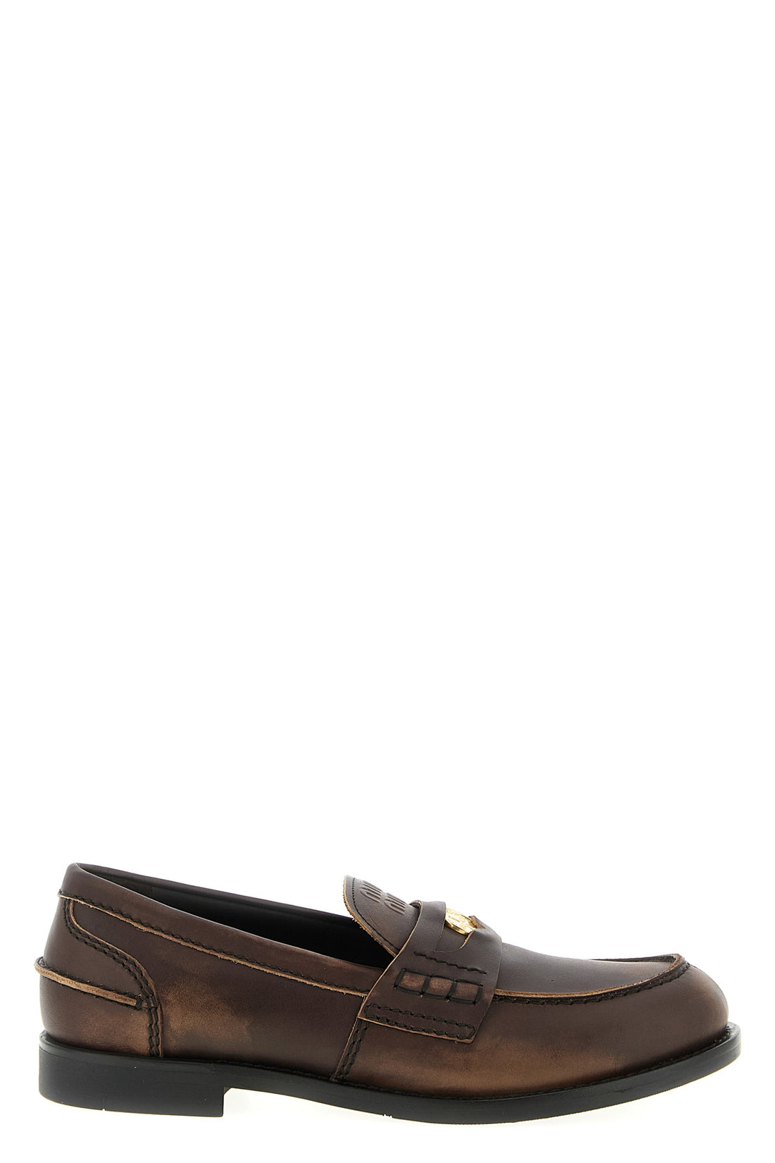 MIU MIU 36 penny loafers loafers in vintage-effect leather