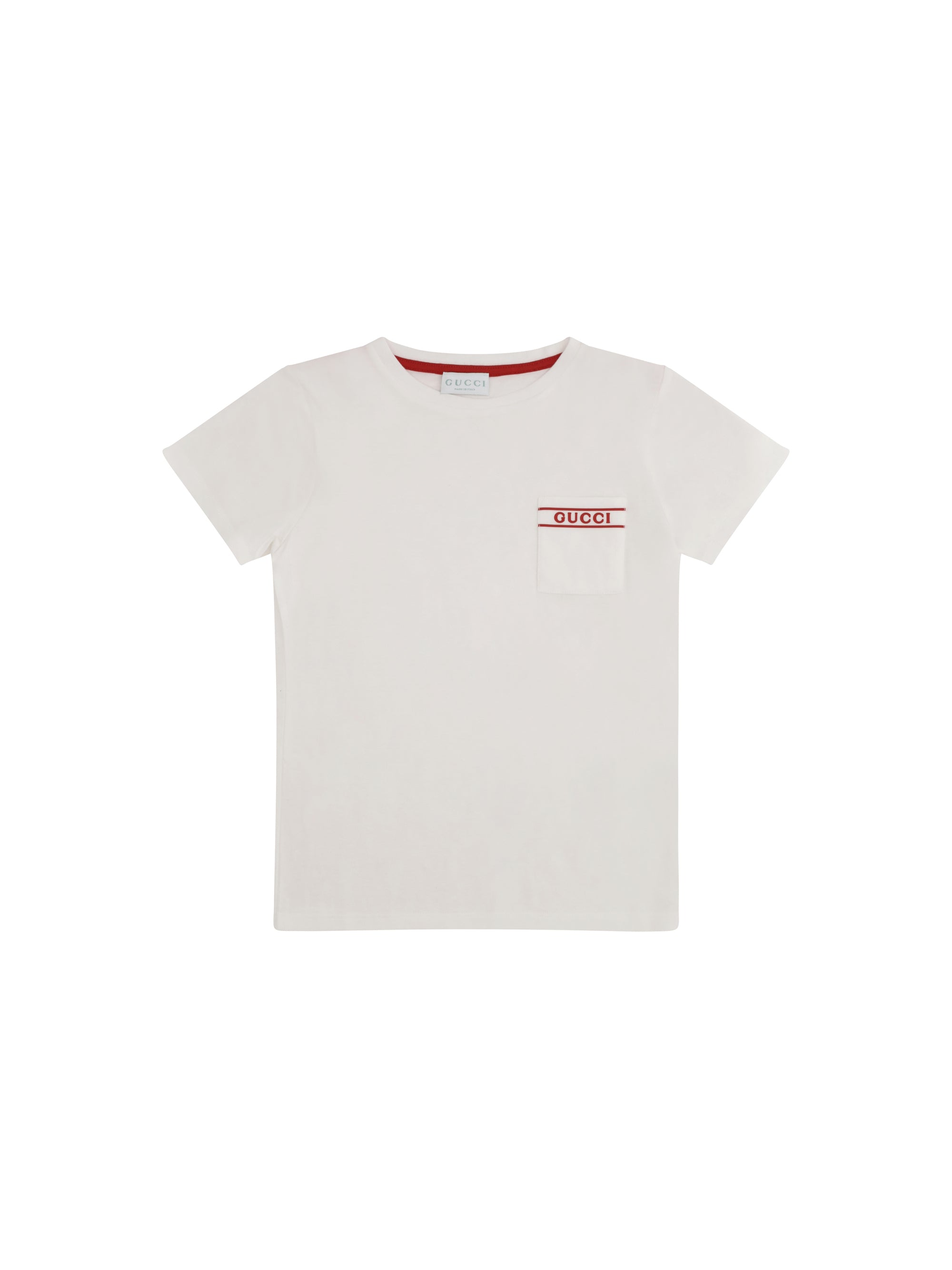 GUCCI 10Y t-shirt with a contrasting logo print on the chest pocket