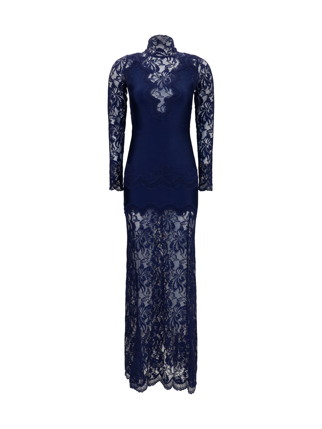 RABANNE 36 long lace and jersey dress