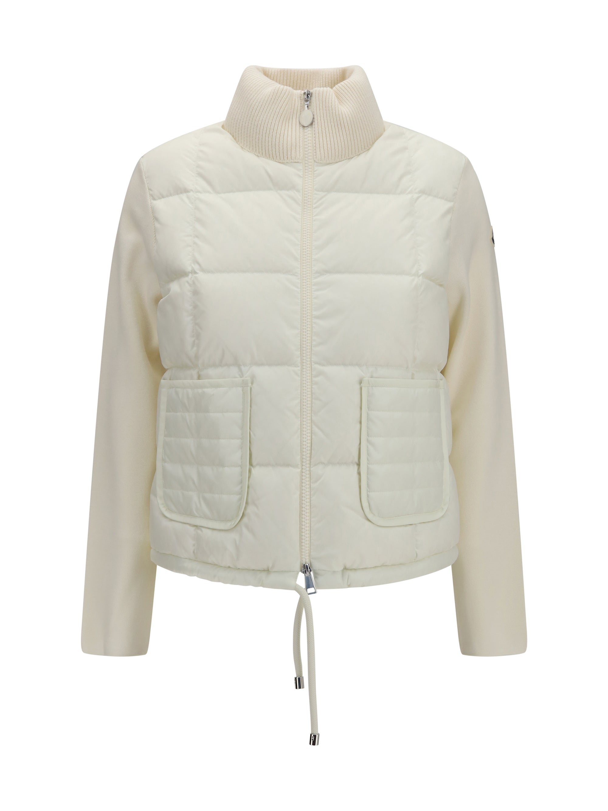 quilted wool padded cardigan with zip
