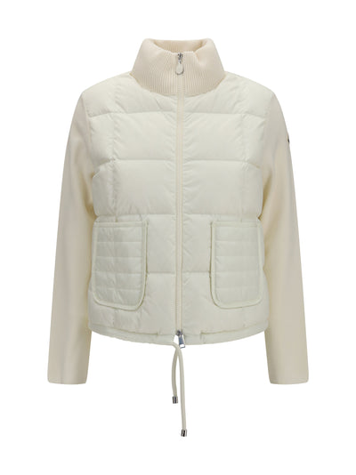 quilted wool padded cardigan with zip