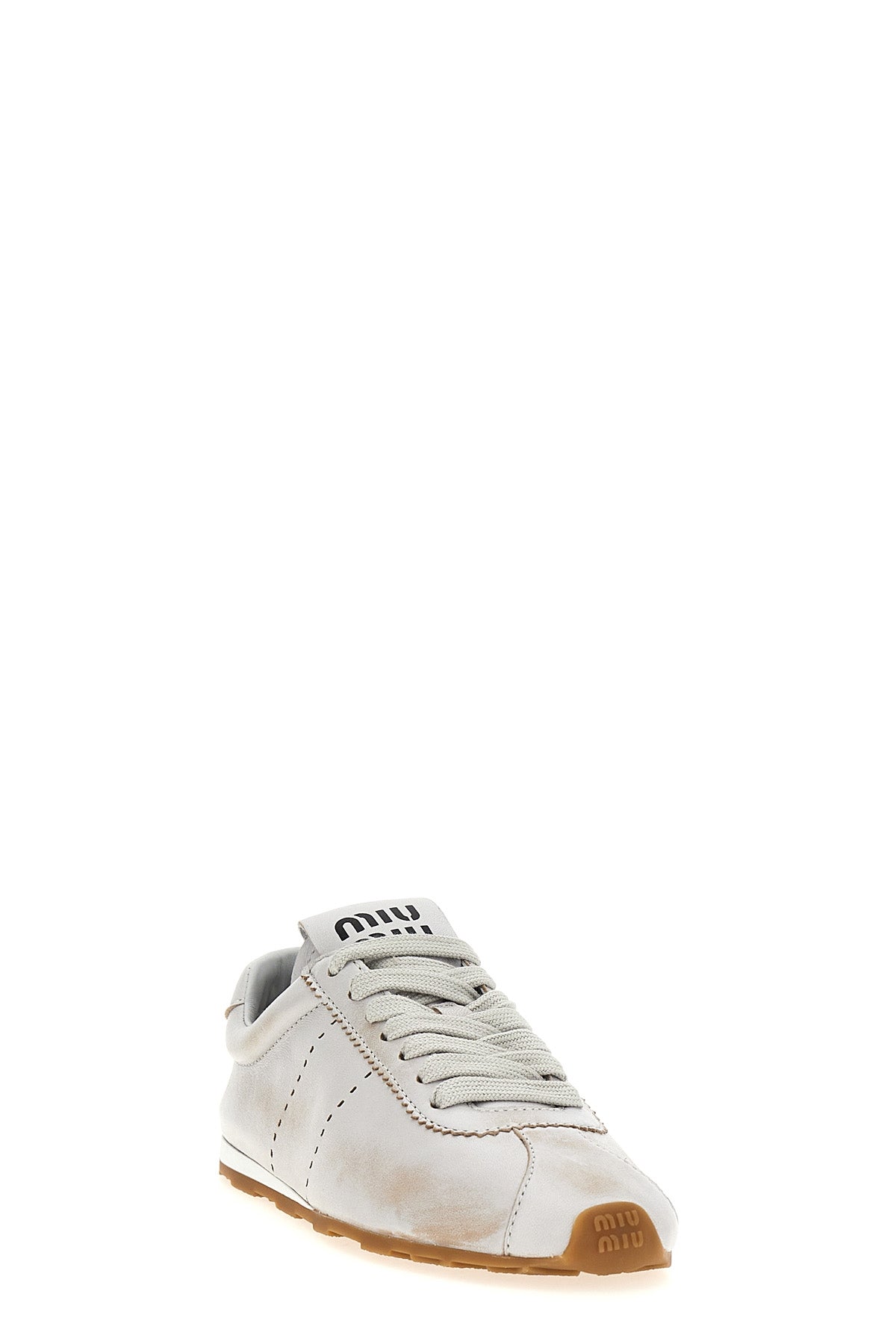 plume sneakers in vintage-effect bleached nappa leather