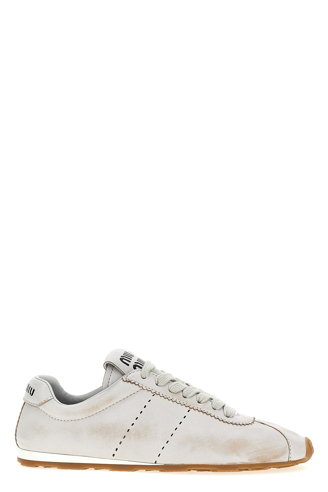MIU MIU 36 plume sneakers in vintage-effect bleached nappa leather