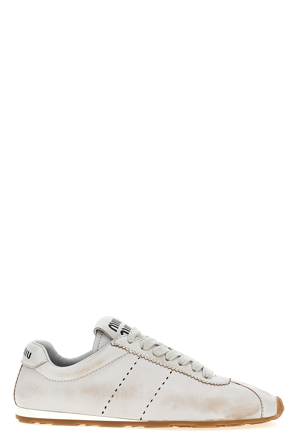 plume sneakers in vintage-effect bleached nappa leather