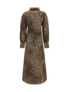 leopard-print long-sleeved dress with high neck
