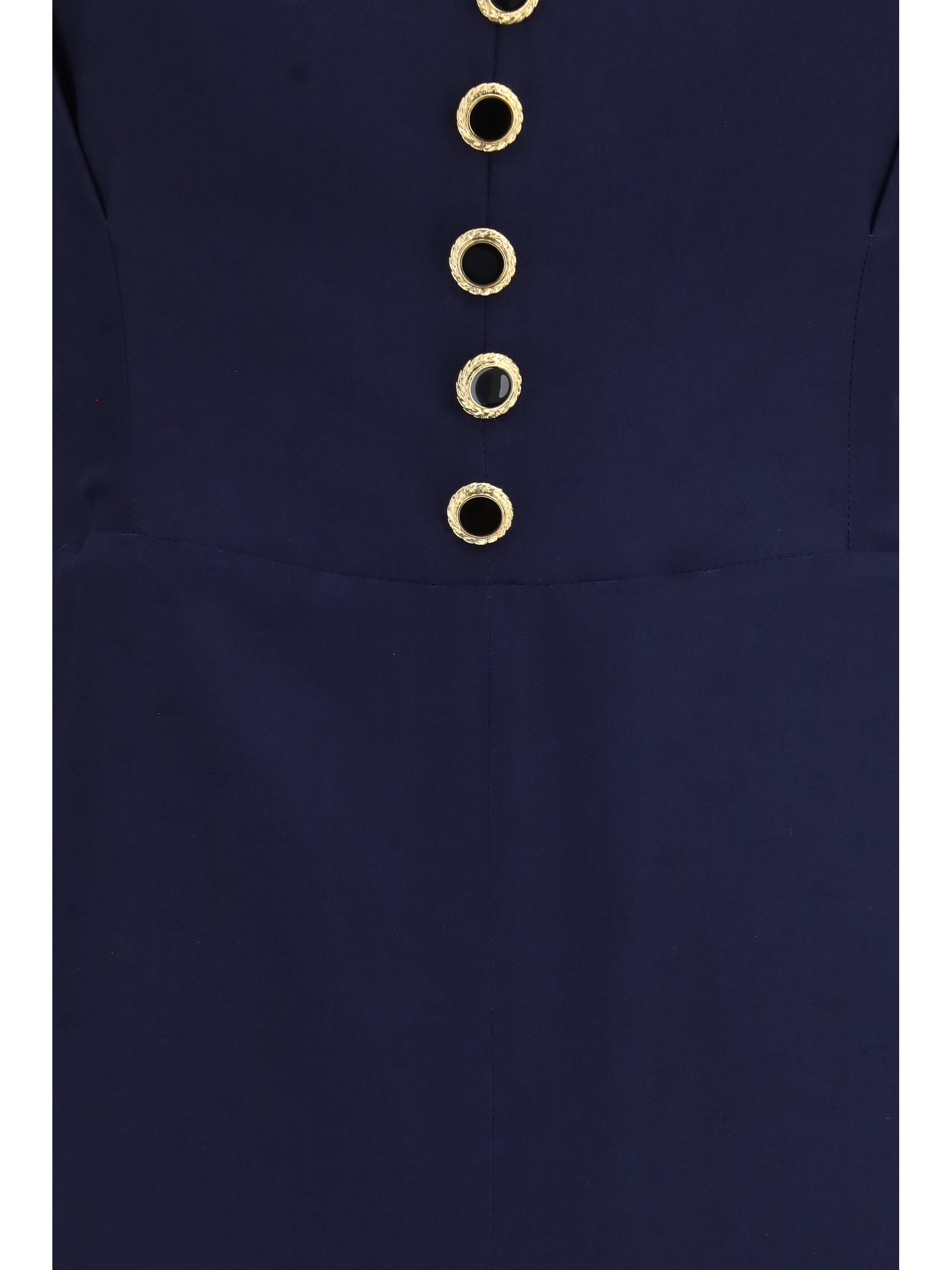 silk midi dress with buttons and contrast piping