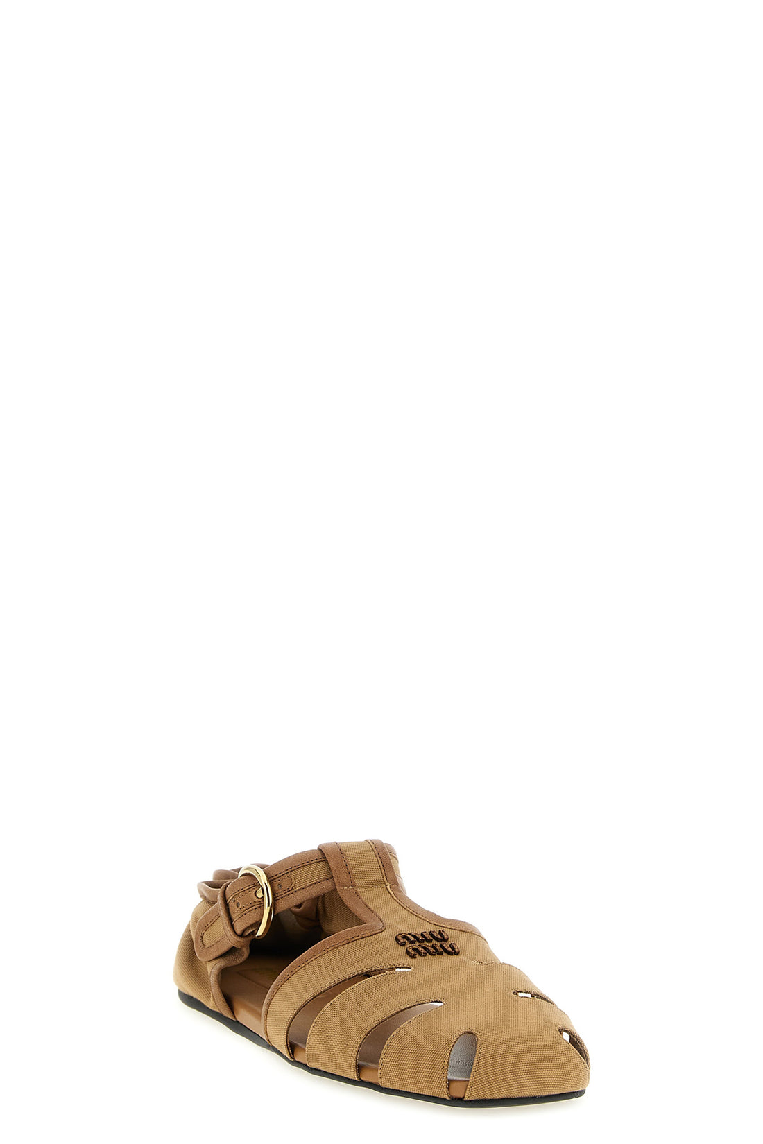 MIU MIU 36 cotton and nappa sandals