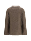 wool jersey jacket with leather tassels