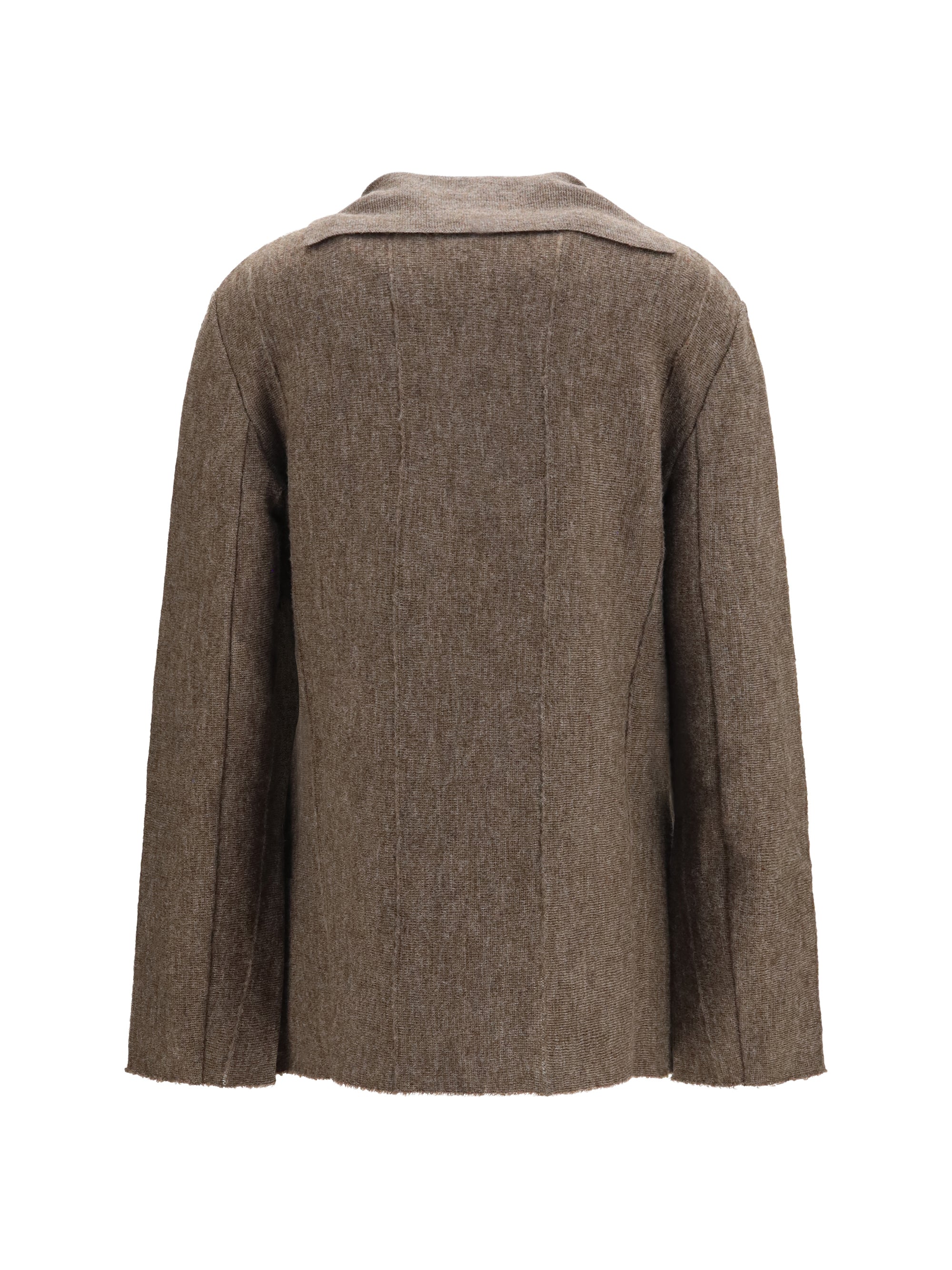 wool jersey jacket with leather tassels