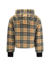 BURBERRY L cropped hooded check fleece jacket