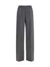 elasticated straight leg wool pants
